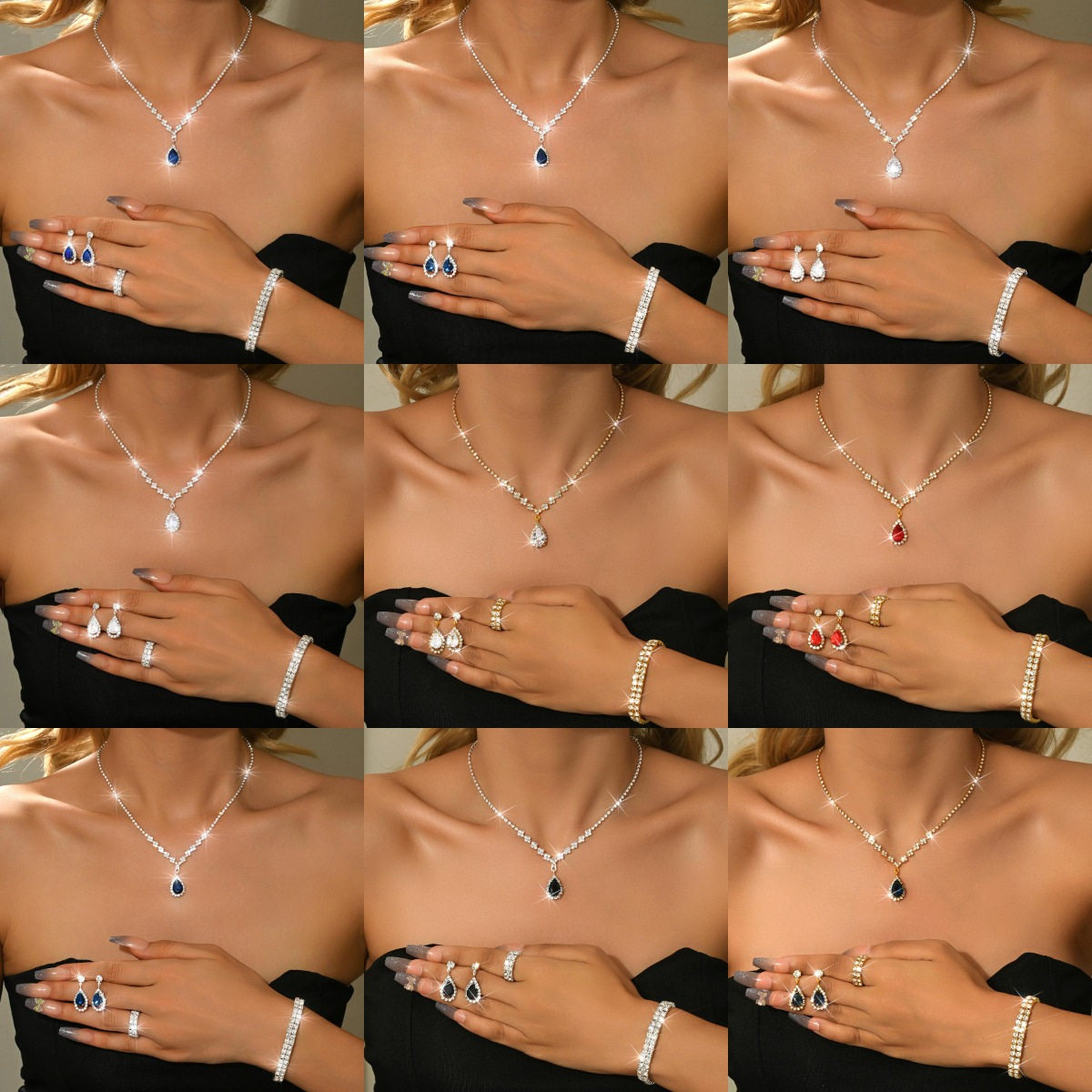 Zircon Water Drops Love Star Moon Necklace Light Luxury High Feeling Temperament Clavicle Chain Delicate Light Luxury Necklace Wholesale