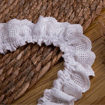 A Variety of Pleated White Cotton Cut Out Embroider Lace Non-Elastic Baby Clothes Cuffs Collar DIY Decoration