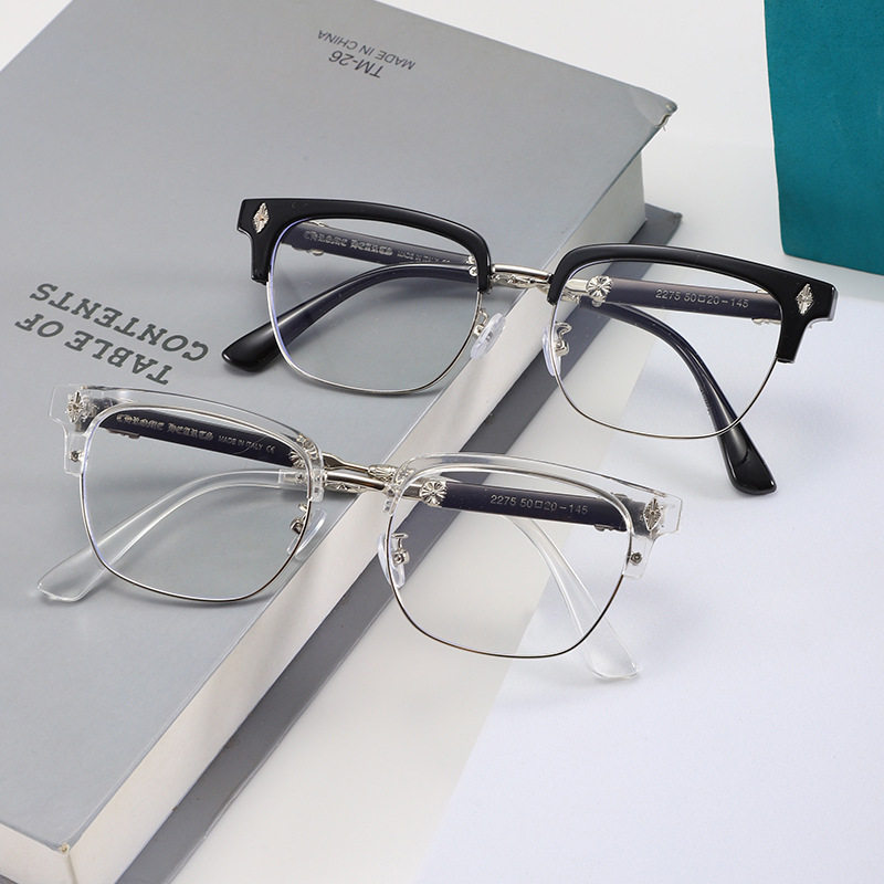 New Business Versatile Glasses Frames for Men, Lightweight and Translucent Gray Glasses Frames, Retro Eyebrow Frames, Metal Glasses Frames for Women Wholesale