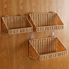 Cross-Border Hot-Selling Imitation Rattan Woven Bathroom Single-Layer Storage Rack Kitchen Storage Seasoning Bottle Ginger Garlic Wall-Mounted No Drilling Required