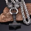 Cross-border Hot Selling Retro Rune Hammer Pendant Wolf Head Necklace Men's Punk Necklace Nordic Norway Jewelry Wholesale