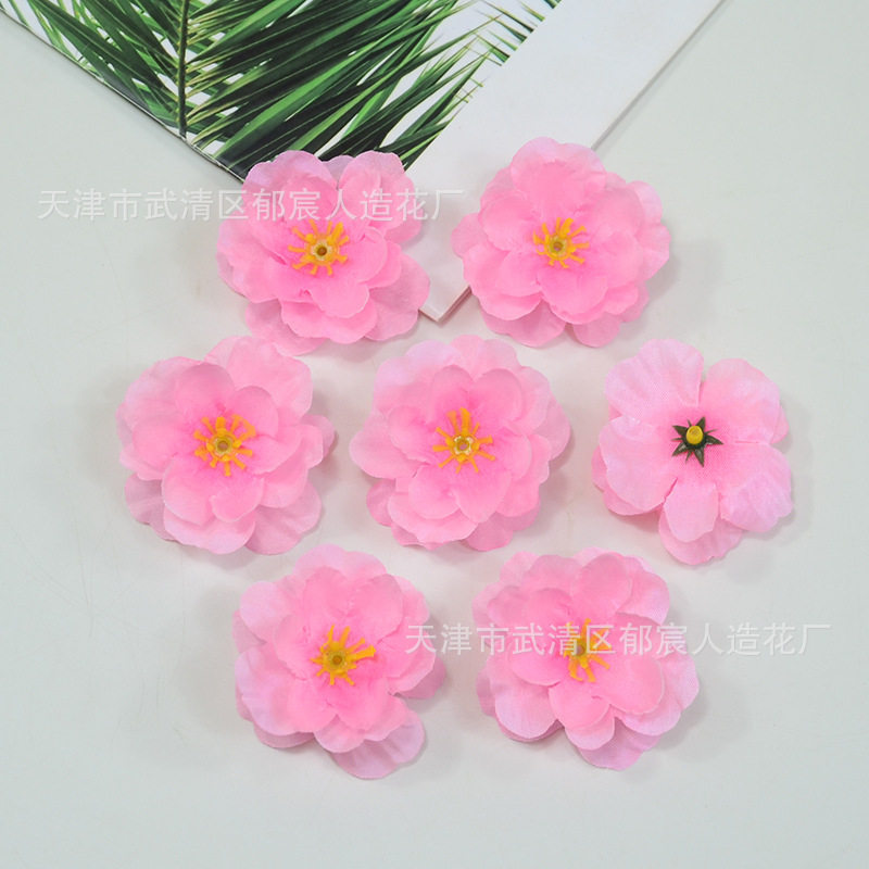 桃花花朵批发婚礼撒花簪花装饰梅花绢布花头舞蹈服道具花蛋糕假花