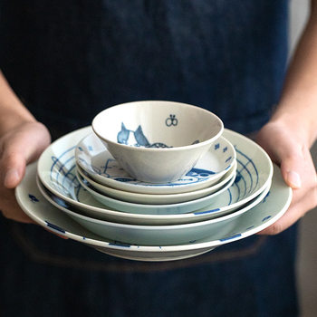 Official genuine goods Japanese Imported Meizu Cute Cat Plate Large Capacity Noodle Soup Bowl Japanese Ceramic Plate