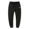 Black pants with white label