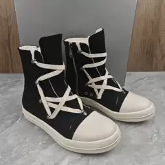 D401 Spring and Autumn Thick-Soled Black Canvas Hong Kong Style New Women's High-Top Shoes Men's 2025 Korean Version Trendy Thick-Soled Height-Increasing Shoes