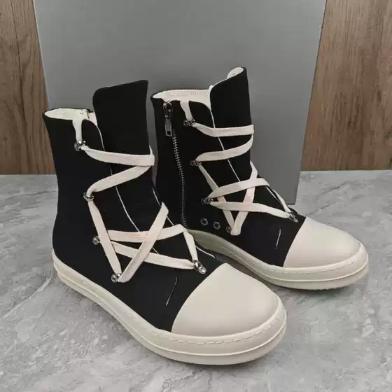 D401 Spring and Autumn Thick-Soled Black Canvas Hong Kong Style New Women's High-Top Shoes Men's 2025 Korean Version Trendy Thick-Soled Height-Increasing Shoes