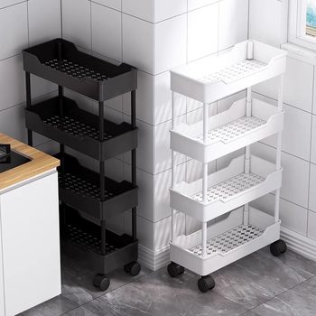 Cross-border Supply Mobile Gap Storage Rack Floor Multi-layer Kitchen Gap Trolley Refrigerator Side Sundries Storage Rack