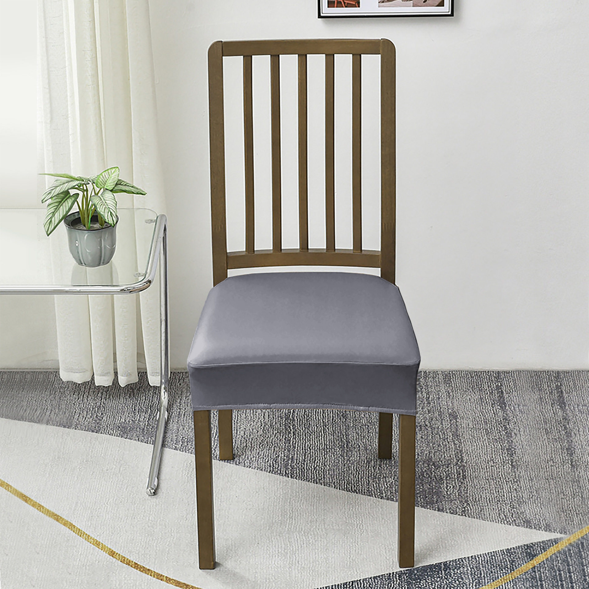 Pu Leather Chair Seat Cover Waterproof Cross-Border Home Dining Chair Cover Half-Pack Hotel Hotel Pu Leather Chair Cover