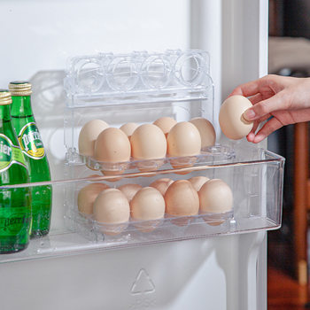 Egg Storage Box Household Refrigerator Side Door Storage Rack Transparent 24-Grids Egg Tray Kitchen Foldableing Egg Carton Shelf