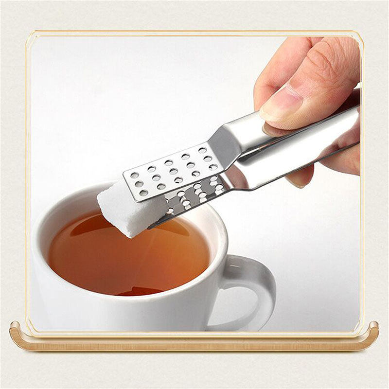 Kitchen Household Stainless Steel Tea Bag Clip Square Straight Body Filter Hole Clip Tea Set Accessories Sugar Clip Small Food Clip