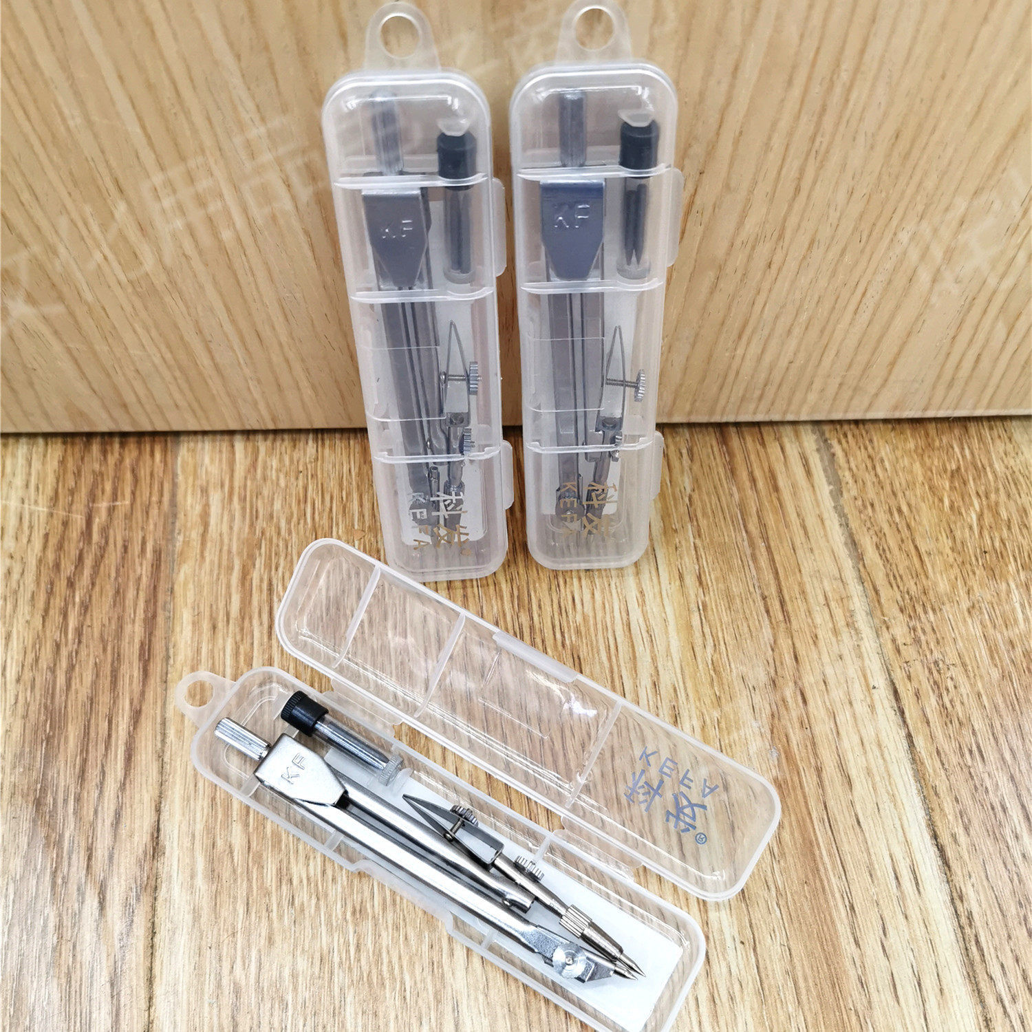 KF4001 Metal Compass Design Solid Stainless Steel Drawing Compasses with Lead Core Students Learning Exam Stationery