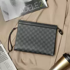 2022 New Korean Casual Handbag Men's Checkered Wrist Bag File Bag Simple, Fashionable, and Atmospheric Handbag