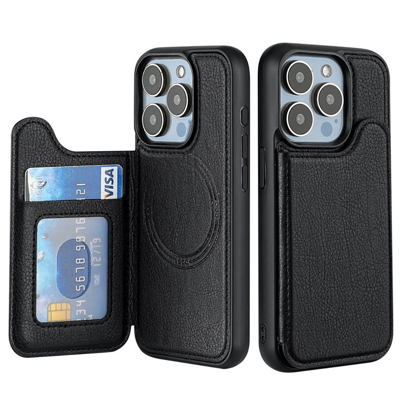 Suitable for iPhone 17 Pro, Apple 16 Magnetic Magsafe Flip Card Slot Phone Case, Anti-Drop and Anti-Fingerprint