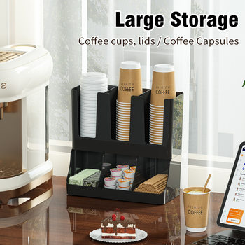Disposable Paper Cup Holder Multi-Functional Storage Box Coffee and Milk Tea Shop Bar Counter Straw Storage Rack Multi-Purpose Storage Box