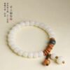 Natural White Jade Bodhi Root Bracelet Girl's Barrel Bead Bodhi Bracelet Single Circle Small Fresh Literary Fan Wen Play Bracelet
