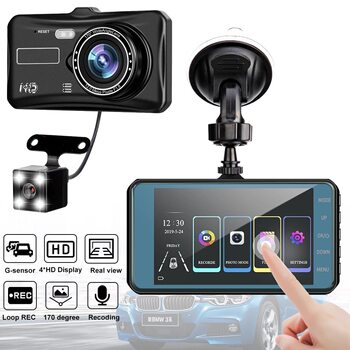 Touch Screen 4inch Driving Recorder Hd Dual Lens 1080P Front and Rear Video Car with Reversing Image