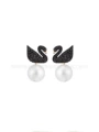 Black swan pearl rose gold stud earrings