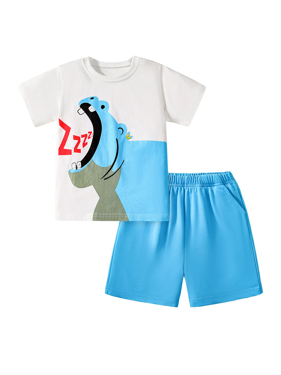 New Cotton Boys' Set, Summer Kids' 2-piece Outfit, Cartoon Printed Kids' Set