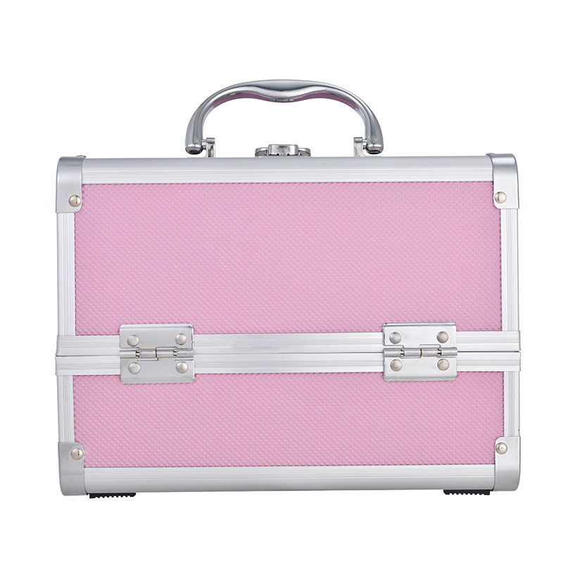 Cosmetic Case Portable Aluminum Alloy Storage Case Large Capacity with Mirror Professional Makeup Follower Portable Multi-layer Small Toolbox