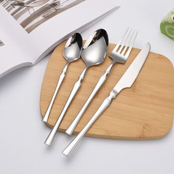 Cross-border Western-style Stainless Steel High-grade Steak Knife and Fork Thin Small Waist Knife, Fork and Spoon Four-piece Household Hotel Tableware