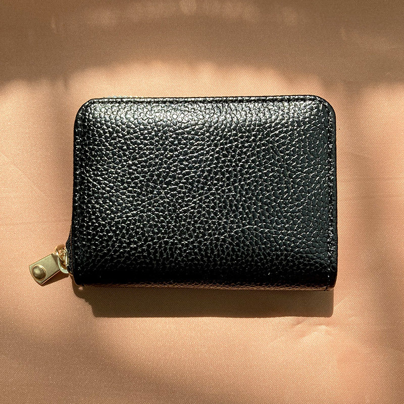 Hand-Held Lychee-Patterned 9-Card Holder, Large Capacity for Bank Cards and Credit Cards, Compact Accordion-Style Card Holder for Women, Urban Minimalist Style