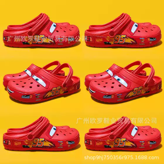 26 New Models of Mcqueen Car-Style Clogs for Men, Closed-Toe Slippers, Crocs 95 Motorcycle Outdoor Non-Slip Beach Shoes Wholesale