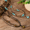 European and American Fashion Coconut Shell Turquoise Leather Wax Necklace suit Men's Hip-Hop Niche Overlapped Woolen Chain Cross-Border Jewelry for Men