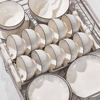 Dish Set Underglaze Color Jingdezhen Ceramic Tableware Light Luxury Gray Ceramic Household Tableware Bowls Plates Bowls Chopsticks