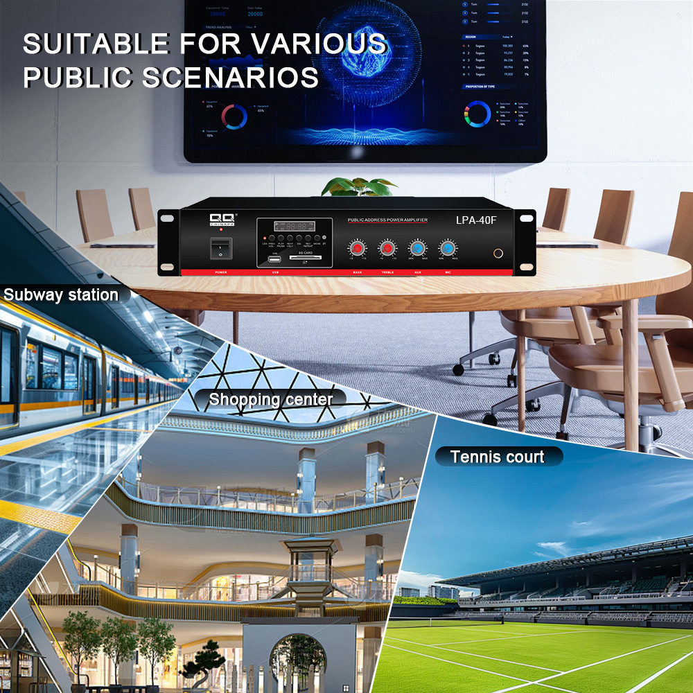 Cross-Border Small Power Amplifier Home Professional Constant Voltage and Constant Resistance Background Music Amplifier Campus Broadcast System 40W