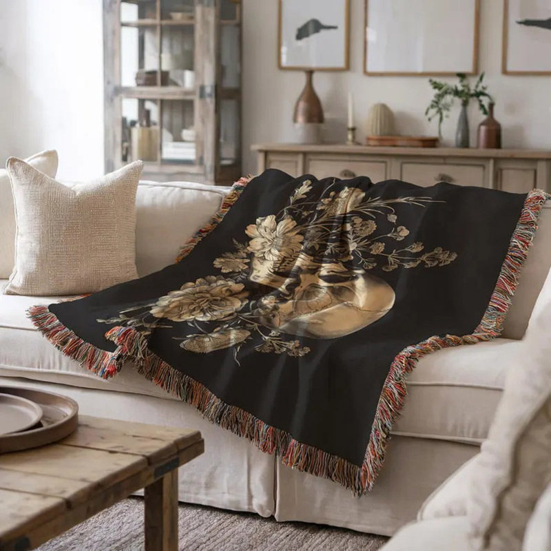 Cross-Border Independent Station High-Density Soft Jacquard Cotton Blanket Home Living Room Tapestry Sofa Cover Blanket Factory Customization