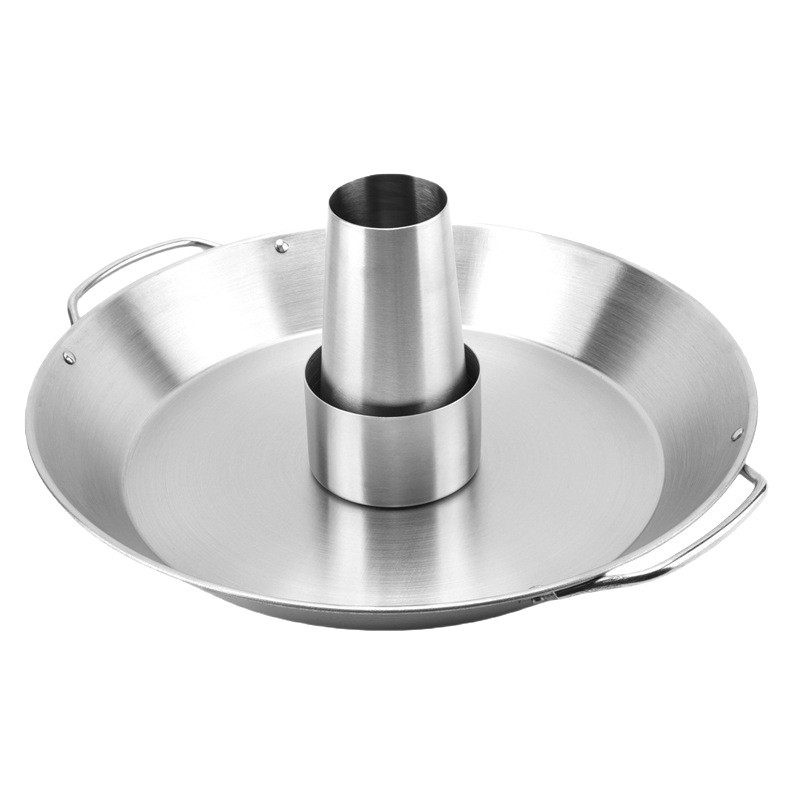 Stainless steel roast chicken plate barbecue plate removable round cone baking plate outdoor picnic BBQ barbecue utensils