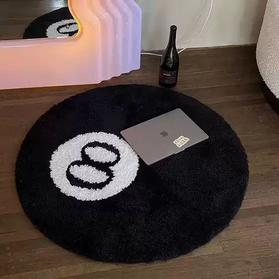 Simple black No. 8 flocking carpet living room sofa coffee table floor mat study bedroom bedside stain-resistant non-slip mat