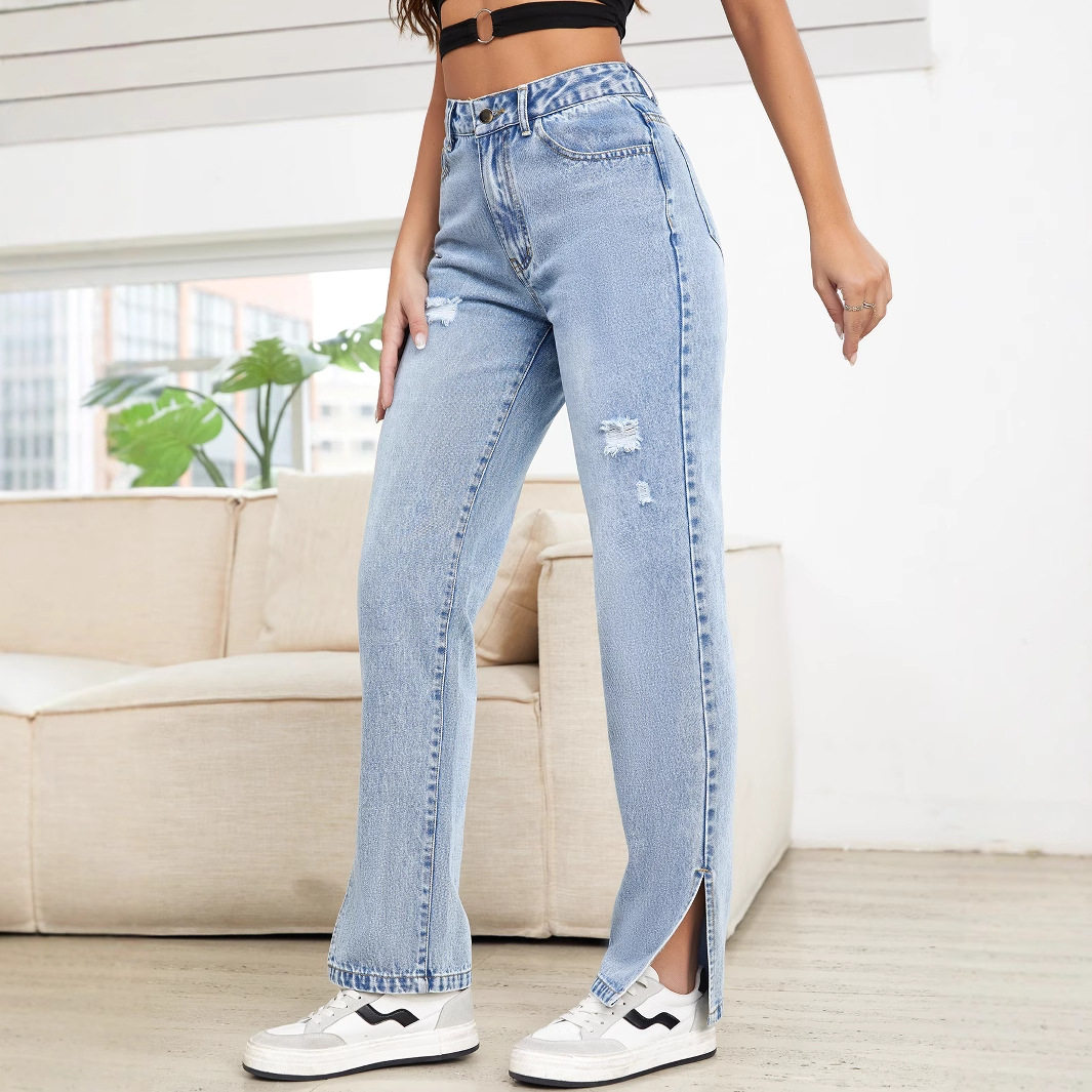 High Waisted Straight Leg Jeans Slim Fit Casual Style Comfortable Denim Womens Fashion Ready to Ship