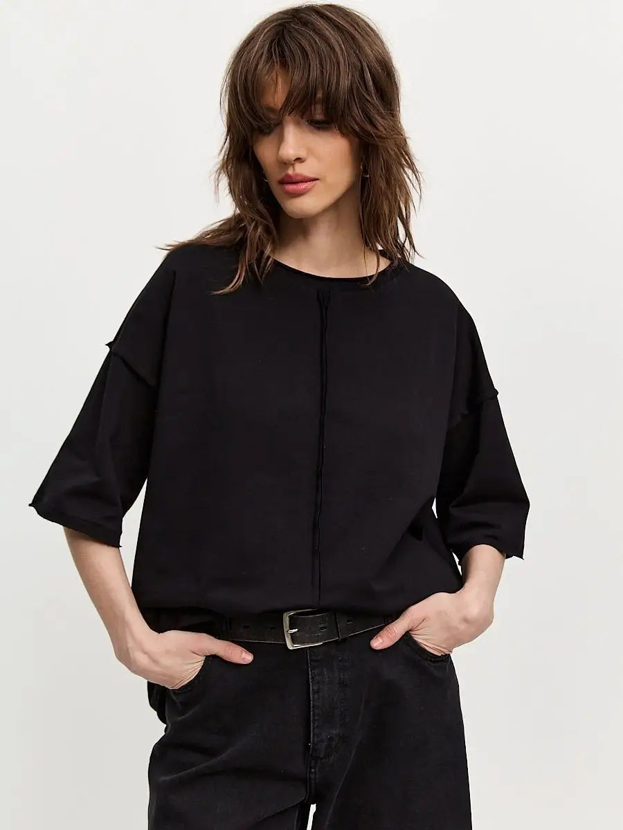 Womens Loose Fit Cotton T Shirt Distressed Short Sleeve Color Block Design Spring Summer Casual Wear Wholesale