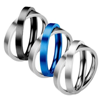 Cross-Border European and American Popular Jewelry, Fashionable Titanium Steel Double Ring Ring, Decompression, Anti-Anxiety, Mindfulness Meditation Rotating Ring