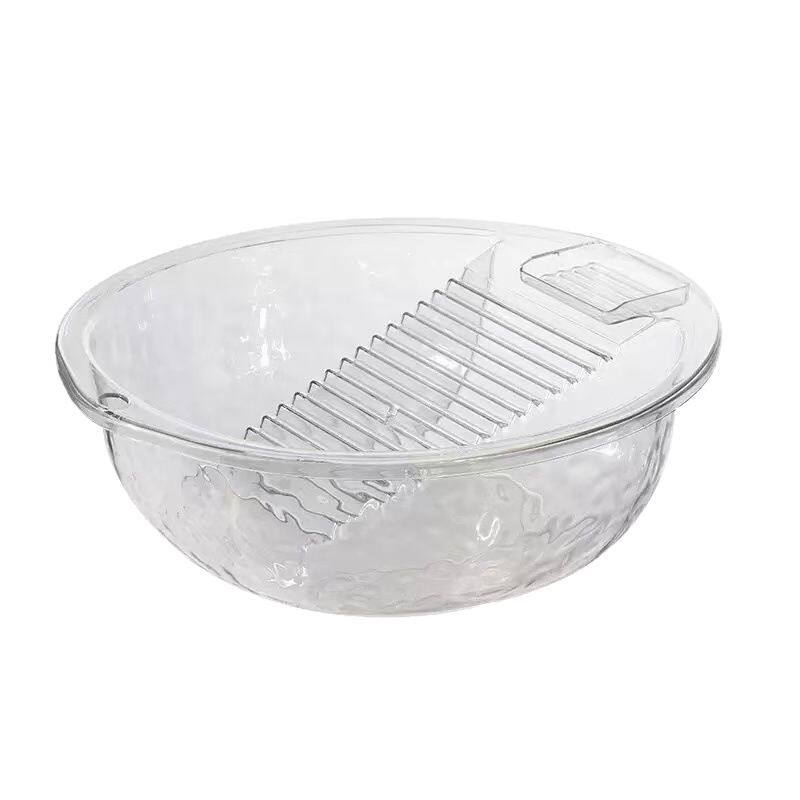 Hand-Washing Integrated Laundry Basin for Home Use, Transparent Plastic Basin with Washboard, Thickened and Deepened Washing Basin, Glacier