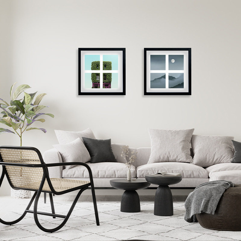 Oil Pastel Four-Grid Nine-Grid Three-Dimensional Display Stand Square Photo Frame Handmade DIY Manufacturer Wholesale European Style