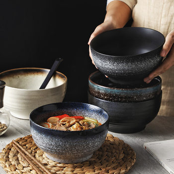 Japanese Style Noodle Bowl Large Bowl Household Large Soup Bowl Tableware Ceramic Instant Noodle Bowl Bucket Bowl Soup Noodle Bowl Commercial Ramen Bowl