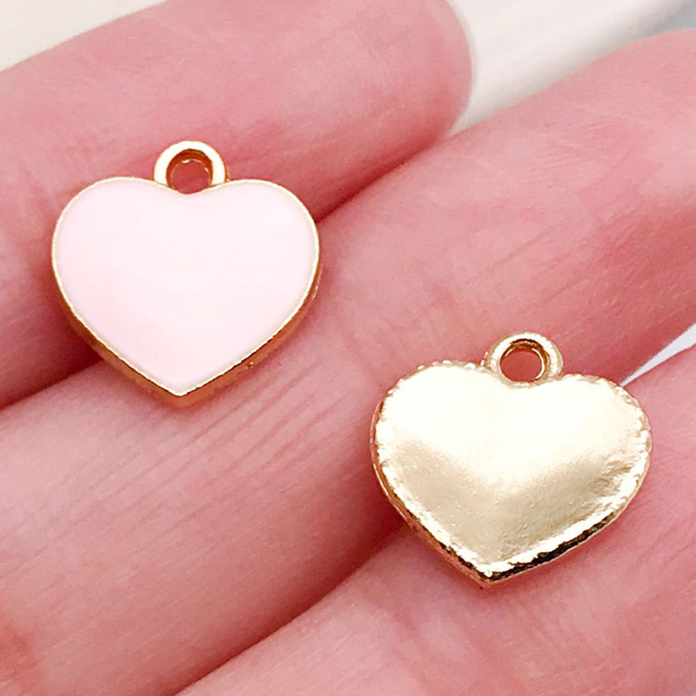 混50个红粉爱心桃心饰品配件 diy手链钥匙扣项链吊坠合金滴油挂件