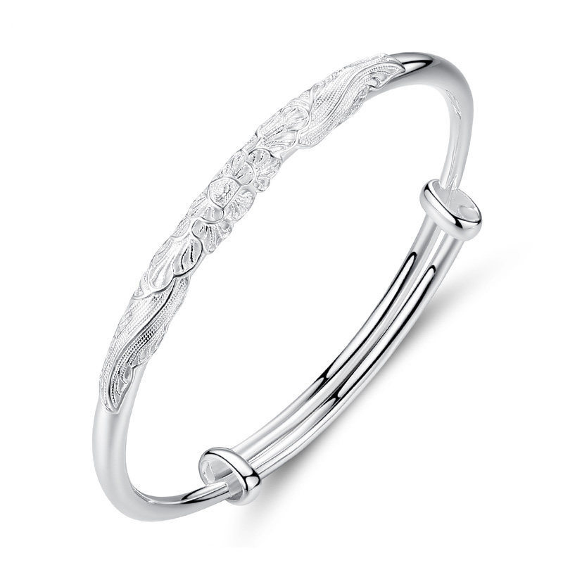 Drunk flower Yin bracelet white copper silk bracelet blooming flowers like brocade young fashion gift for girlfriend open heart