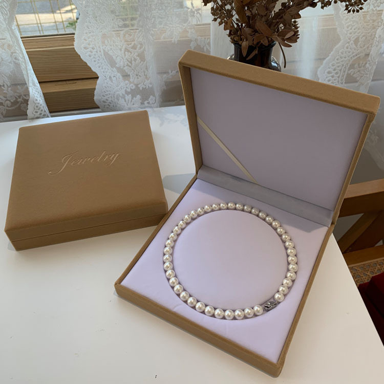 Jewelry flannel jewelry box gray pearl necklace ring set box storage box pendant jewelry packaging box wholesale
