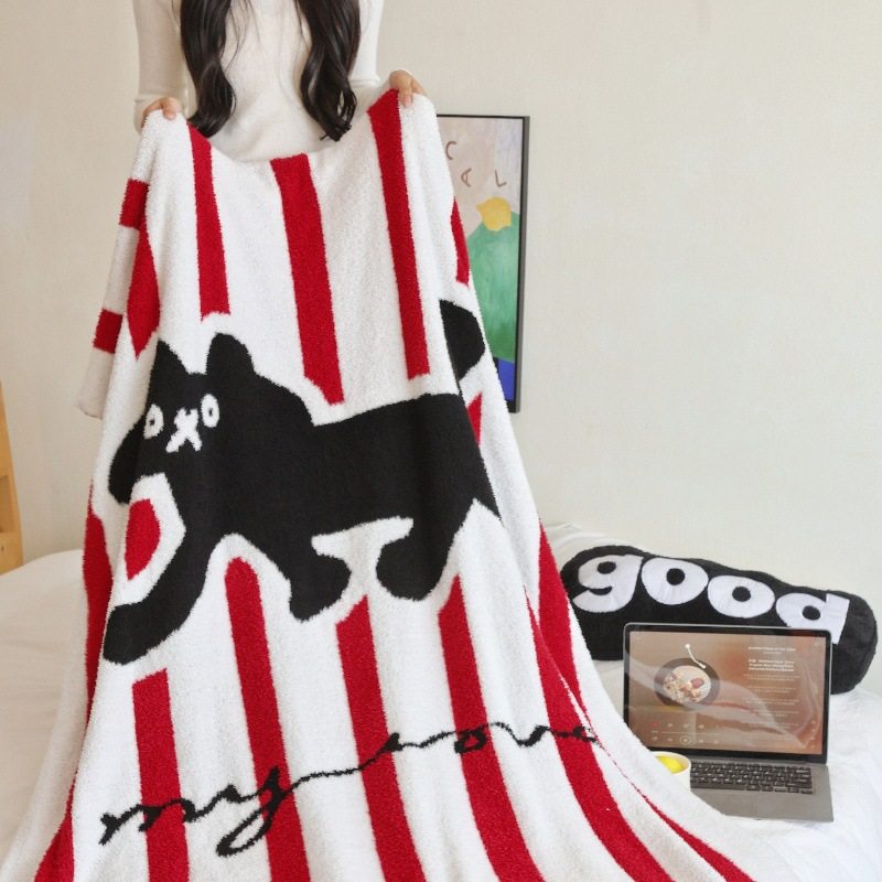 Half-Velvet Knitted Blanket, Multifunctional Sofa Blanket, Office Nap Blanket, Thickened Chunyan New Chinese-Style Class a Blanket