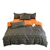 Aloe Vera Cotton Brushed Four-Piece Set Men's Plaid Stripesd Student Dormitory Three-Piece Bed Bed Sheets Quilt Cover Machine Washable Bed