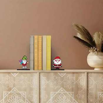 Christmas Themed Bookends Santa Claus and Christmas Elves Cartoon Bookends Festive Atmosphere Desk Decoration Ornaments