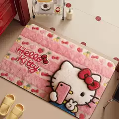 Kitty Cat Imitation Wool Diatom Mud Bathroom Floor Mat Cartoon Style Non-Slip Bathroom Mat Dirt-Resistant Quick-Drying Floor Mat