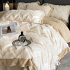 Winter Class A high-weight rabbit plush padded warm milk velvet four-piece double-sided velvet bed sheet quilt cover bed with P