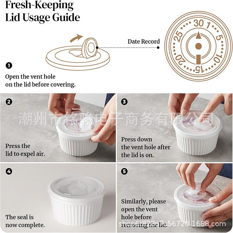 Ceramic Dessert Bowl with Lid, Ice Cream Cup, Non-Stick, High Temperature Resistant Oven, Microwave Oven Baking Bowl, Caramel Pudding Bowl, Porcelain Tableware