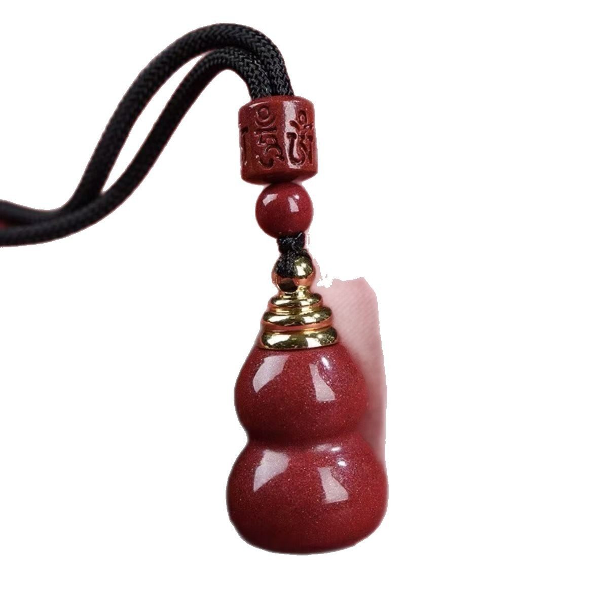 Raw Mineral Cinnabar Pendant Purple Gold Sand Can Open Baifu Gourd Clavicle Chain Zodiac Year Fortune Necklace Pendant Wholesale