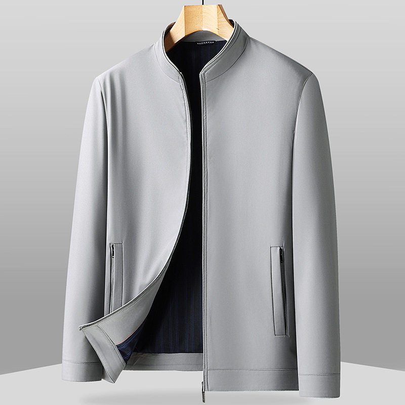 Áo Khoác Bomber Nam Cổ Trụ Khóa Kéo Cotton Mỏng Nhẹ Màu Be, Đỏ Rượu, Đen, Xám...