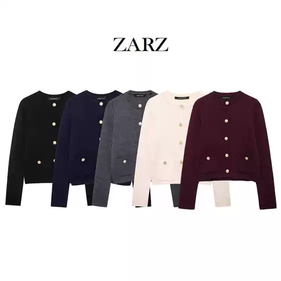 Zarz Homemade European and American Style New Women's Clothing Western Style Gold Buttoned Knitted Jacket 6427/144